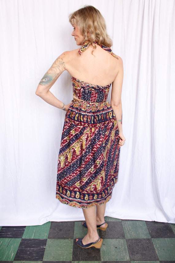 RARE 1940s Convertible 9-way Batik Summer Dress -… - image 3