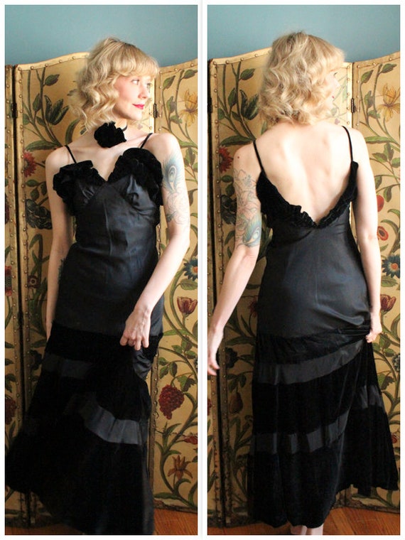 1930s Gown // Grand Hotel Velvet & Taffeta Gown //