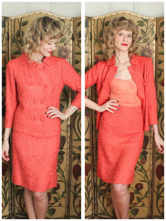 1950s Suit // Silk Ribbon Bullocks Wilshire 2pc Su