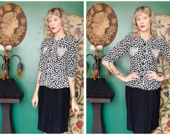 1940s Rayon Hats Off Blouse