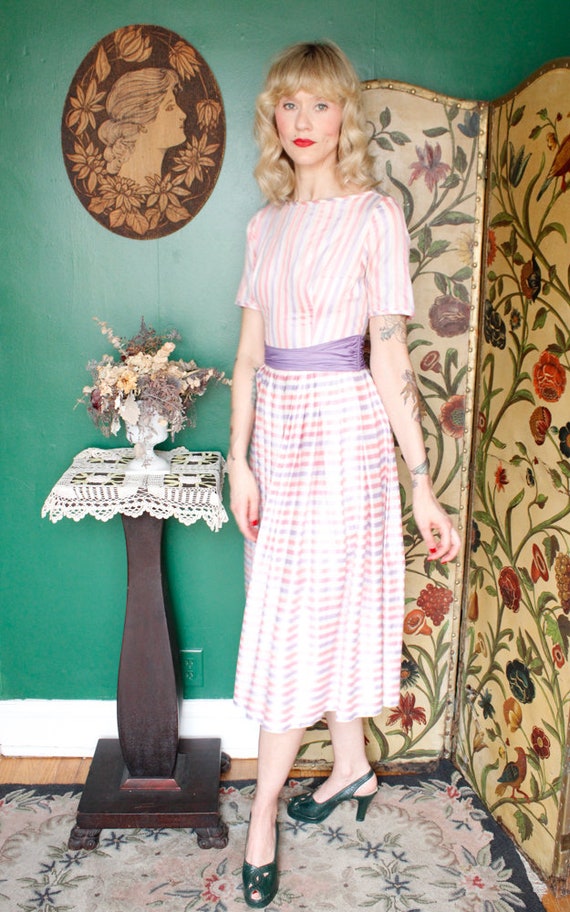 1950s Dress // Sue Mason Jr By Saba Striped Day D… - image 6