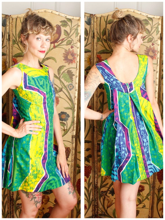 1960s Dress // Aikane Barkcloth Resort Dress // vi