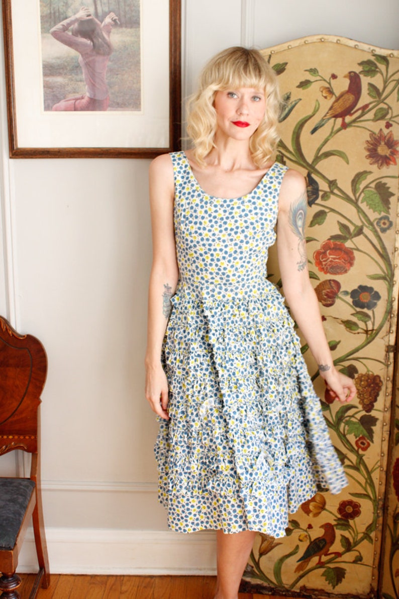 1950s Dress // Rhumba Ruffle Floral Dress // vintage 50s dress image 5