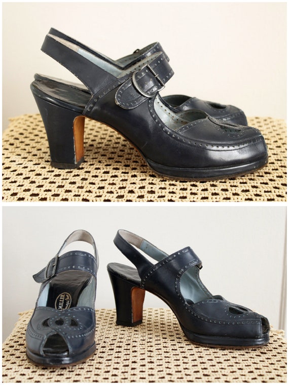 1940s Heels // IMiller Leather Heels // vintage 40