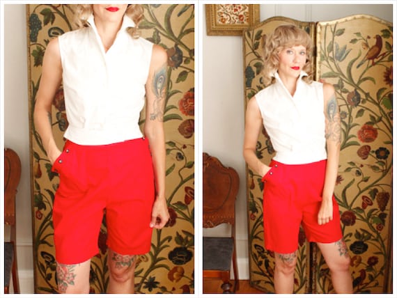 1950s Shorts // Sally Togs Cotton Shorts // vintag