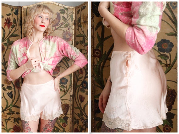 1930s Tap Shorts // Yvonne Silk Pink Tap Shorts //