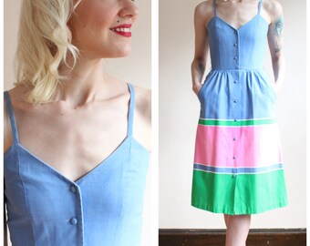 1970s Dress // Malia Stripe Cotton Dress // vintage 70s dress