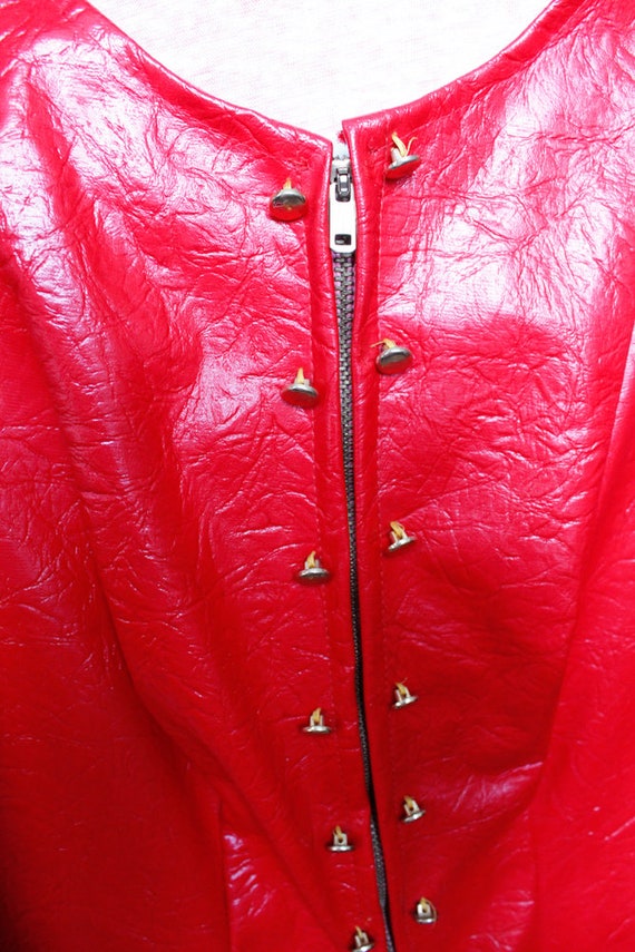 1960s Mod Red Vinyl Dress - Medium - image 7