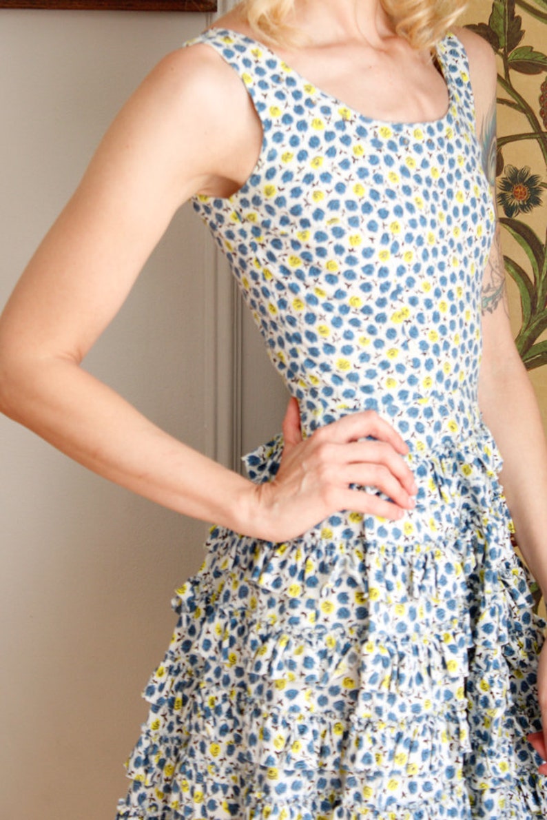 1950s Dress // Rhumba Ruffle Floral Dress // vintage 50s dress image 7