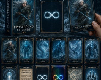 Frostbound Legends Fantasy TCG Cards, Mythic Creature Printable Set (Digital Download)