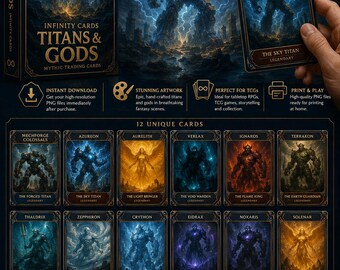 Titans Gods Mythic Trading Cards, Fantasy TCG Set (Digital Download)