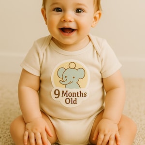 Baby Monthly Milestone Stickers – Neutral Animal Theme – Digital Download for Newborn Photo Props, Scrapbooking, and Baby Journals