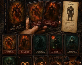 Primal Possession Dark Fantasy Card Art Pack, Printable Fantasy TCG Cards, Trading Card PNG, Digital Download