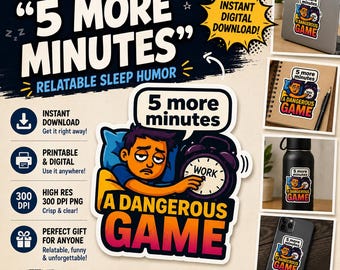 Funny Sleep Meme Sticker, Relatable Humor (Digital Download)
