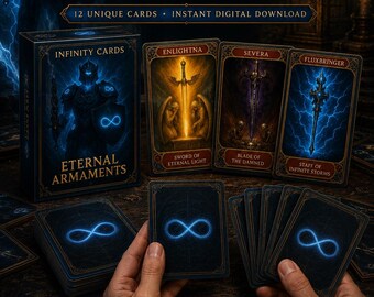 Printable Fantasy Trading Cards, Legendary Weapon Card Set, Digital Download, Eternal Armaments, RPG, DnD Inspired, Collector Gift