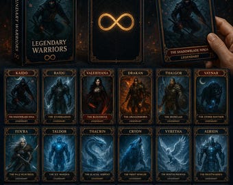 Legendary Warriors Fantasy Trading Cards, Epic RPG DnD Art (Digital Download)