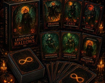 Legends of Hallows Halloween Fantasy TCG Cards, Printable Trading Card Set (Digital Download)