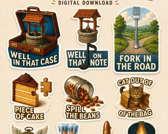 Funny Pun Sticker Bundle, Planner Laptop Decals (Digital Download)