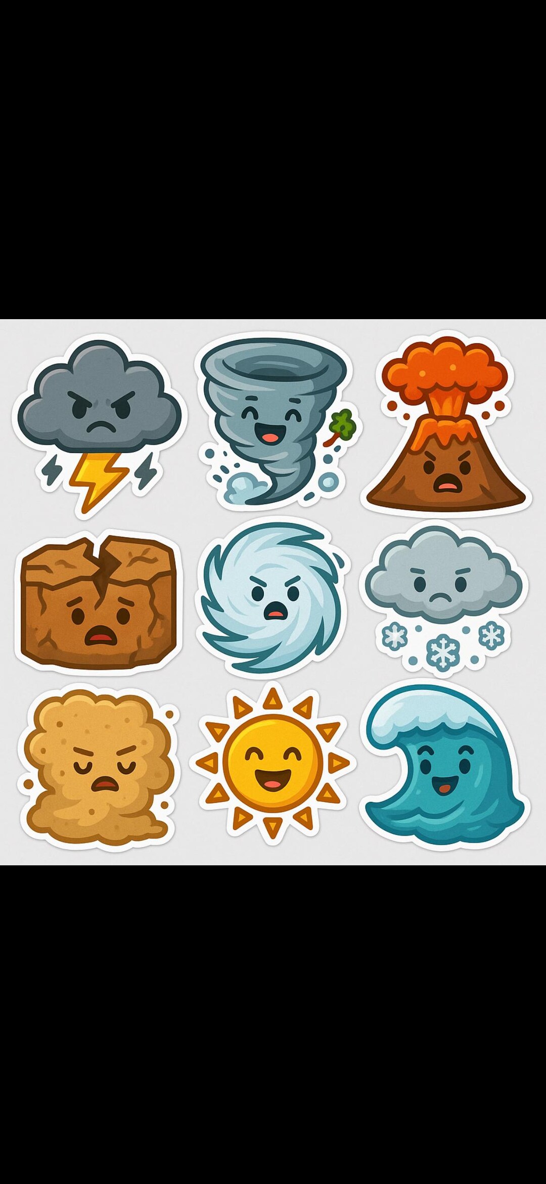 Weather Disaster Stickers | Tornado, Volcano, Sun, Storm (digital ...