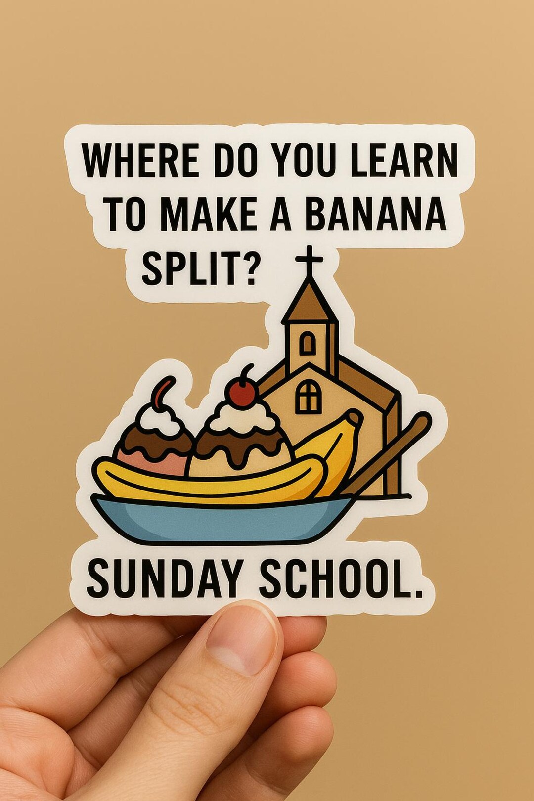 Funny Banana Split Sticker | Dad Joke Sticker | Sunday School Pun ...