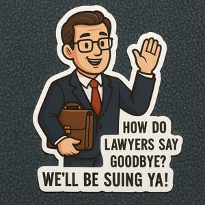 Funny Lawyer Dad Joke Sticker | Suing Ya Pun | Digital Download | Printable Courtroom Humor Decal for Laptop, Water Bottle, Gift