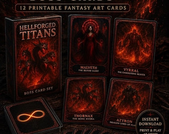 Hellforged Titans Boss Cards, Dark Fantasy TCG Art Set (Digital Download)