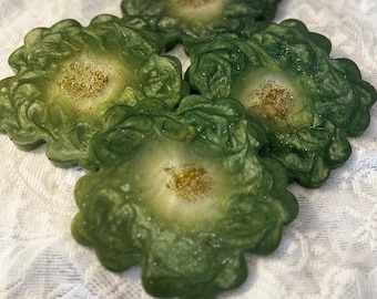 Sous-verres en résine tourbillon vert en forme de fleur (Ensemble de 4)