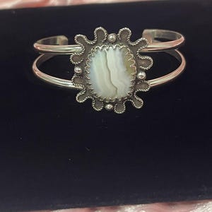Banded Agate Cuff Bracelet in Sterling Silver