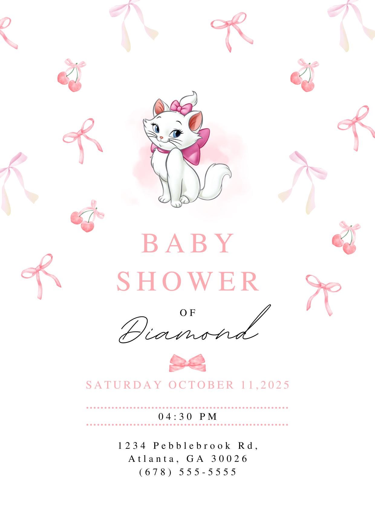 Simple Marie the cat invitation!