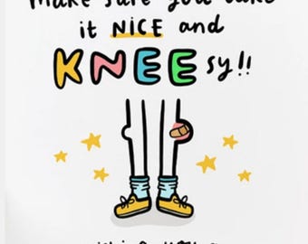 Best Take It Nice and Knee-sy – Funny Get Well Soon Card for Knee Surgery Personalized Recovery Canva Humorous Perfect Orthopedic Operation