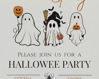 Sjabloon uitnodiging Halloween-feest Spooky Ghost (digitale download)