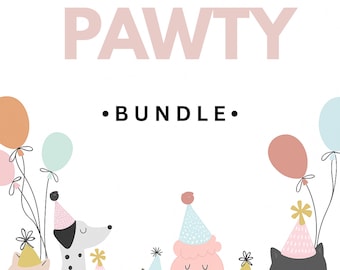 Hond huisdier schattige puppy dierenfeest afdrukbare verjaardag vieren leuk unieke puppy Canva beste online huisdier feestdecor instant download online