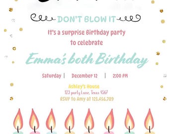 Editable Candles Surprise Birthday Invitation  Shhh It's a Surprise Party 30th 40th 50th 60th  Adult Download adult surprise milestone Canva
