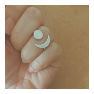 Solid Silver Cast Sun + Moon Ring
