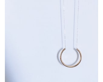 Long Sterling Silver + Brass Tube Necklace