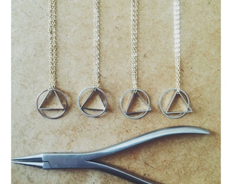 Long Geo Brass Pendant Necklace