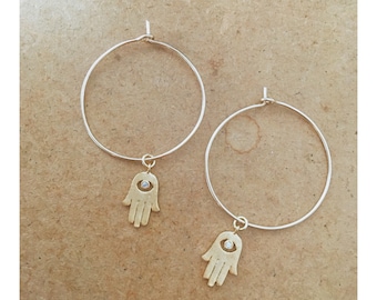 Hamsa/Hand of Fatima Gold-Filled Hoop Earrings