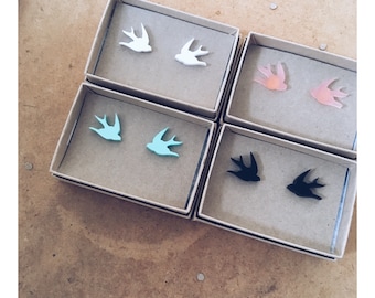 Lasercut Acrylic Swallow Stud Earrings