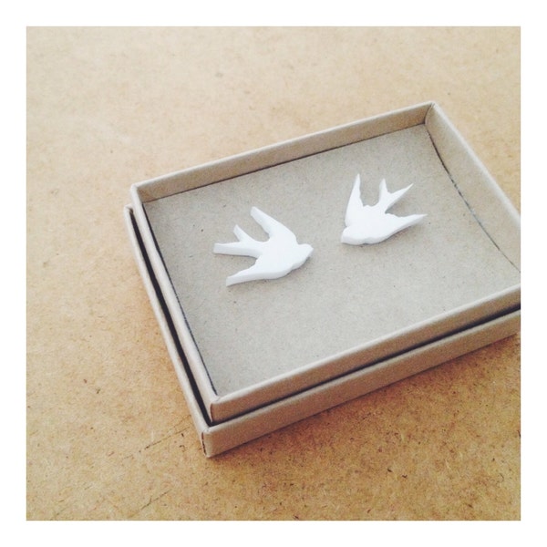 Lasercut Bright White Swallow Stud Studs