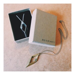 Minimalist Geometric Brass Rhombus Necklace