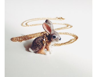 Porcelain Jack Rabbit Necklace