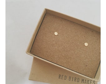 Mini Geo Tiny Dot Brass Stud Earrings