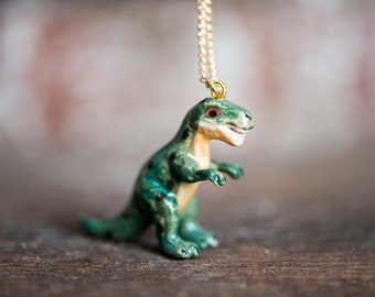 Porcelain T-Rex Dinosaur Necklace