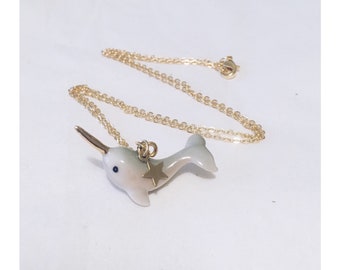 Porcelain Mini Narwhal Necklace