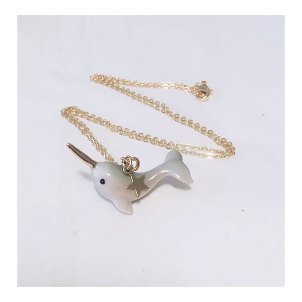 Porcelain Mini Narwhal Necklace
