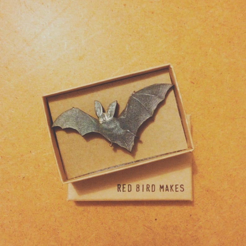 Bat Pin Brooch Lasercut Wood image 2