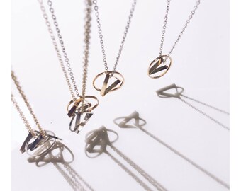 Long Geo Brass Pendant Necklace