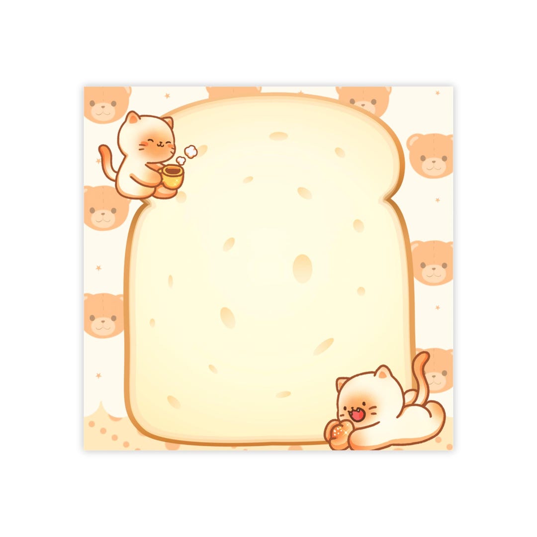 Cat Bread Post-it Note Pad, Kawaii Kitty Stationery - Etsy