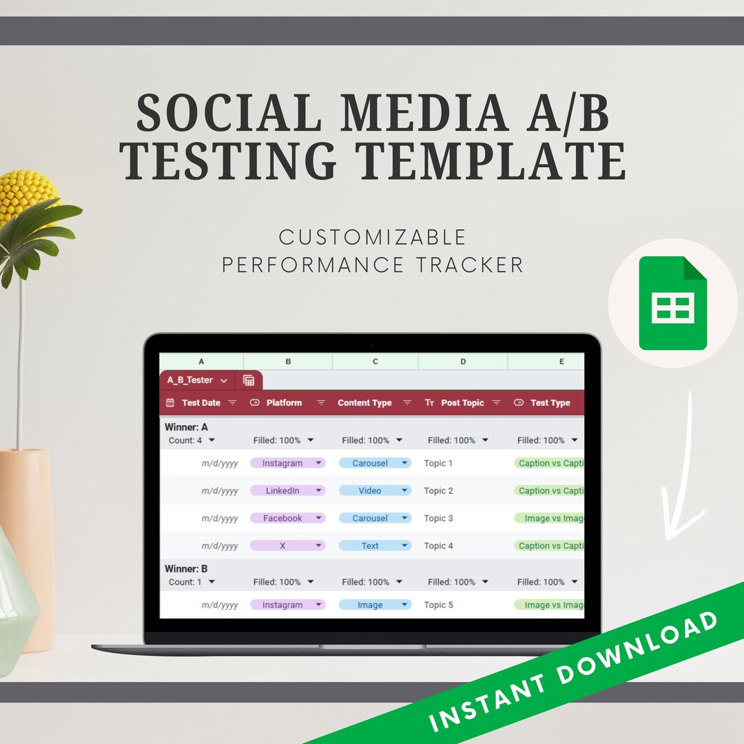 A/B Testing Template Tracker for Social Media Analytics and Strategy ...
