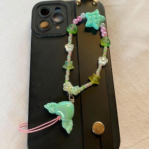 Y2K Beaded Phone Charm | Cute Phone Strap | Kawaii Bag Charm | Moon Star Bow Angel Heart | Pastel Handmade Keychain